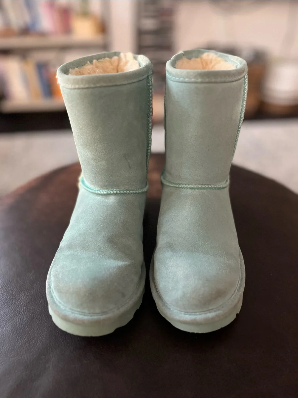 BearPaw Kids Mint Green Suede Shearling Boots - Size 2